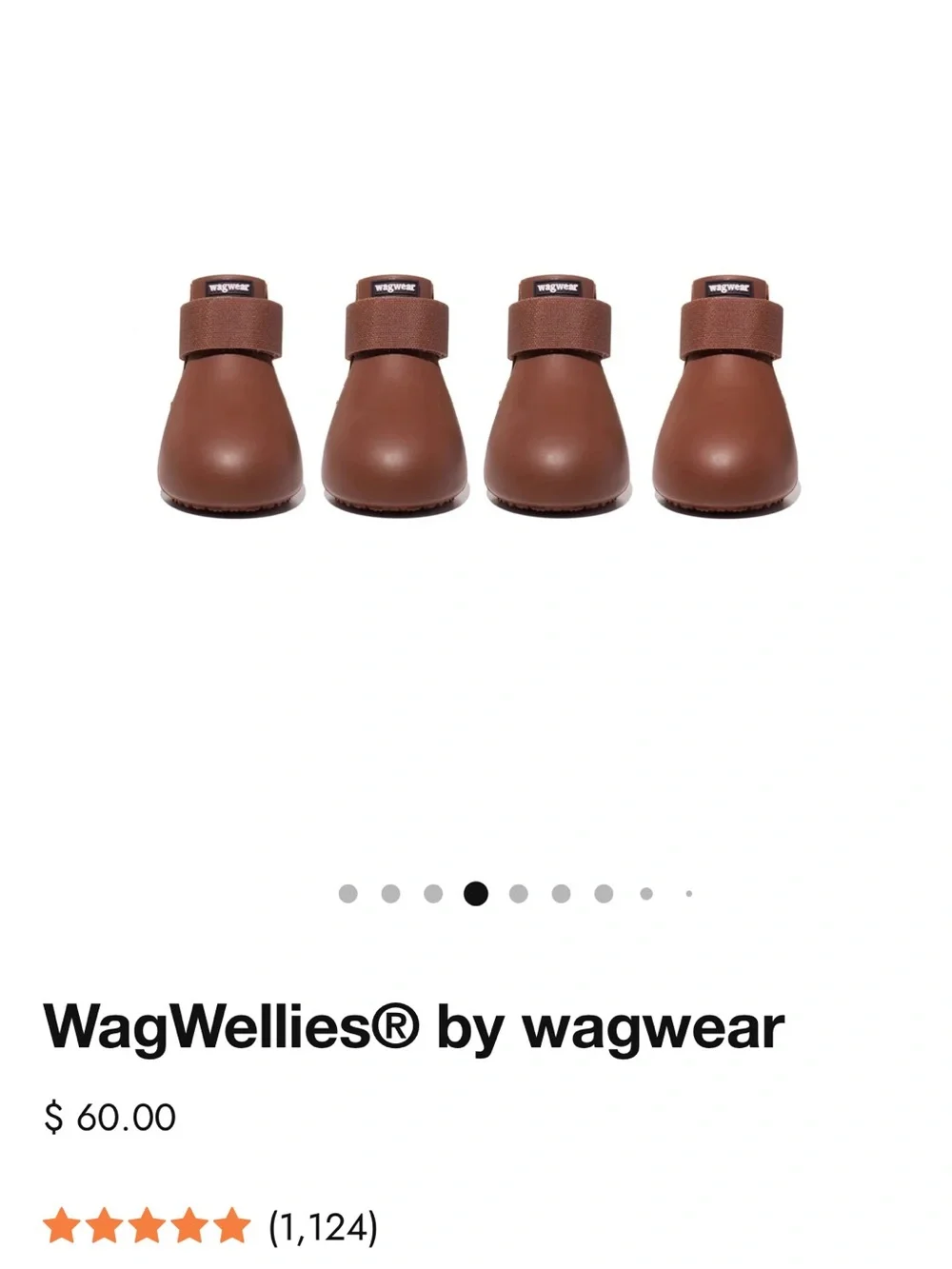 Wagwear Wagwellies Brown Waterproof Dog Boots with Adjustable Straps size XS